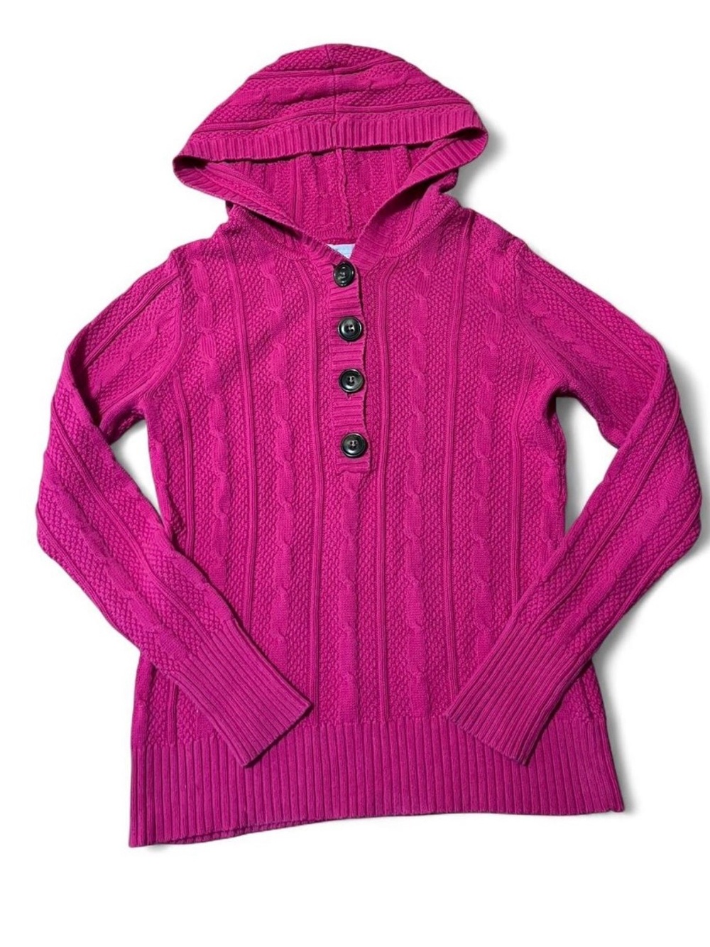 Old Navy Cable Knit Hooded Sweater in Hot Pink